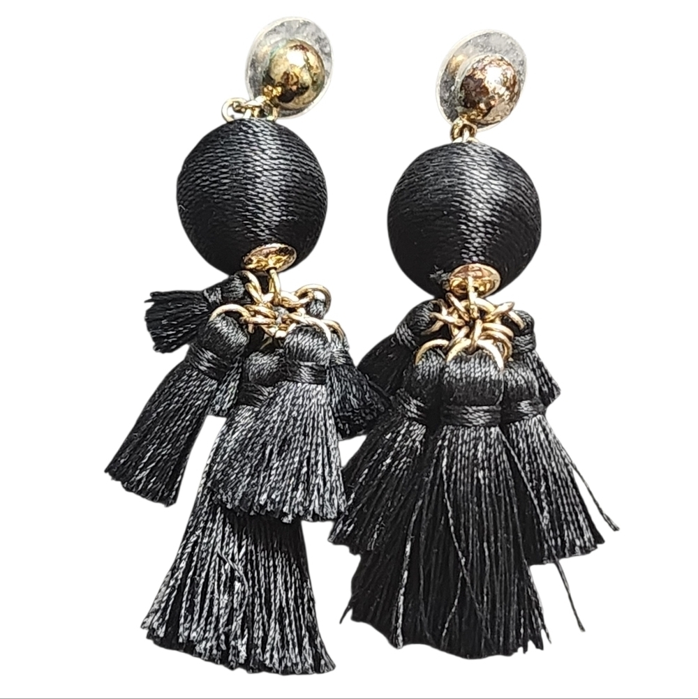 Black Tassel Earrings Elegant